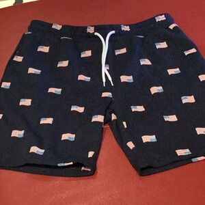 Men's Navy Shorts with American Flag Accents